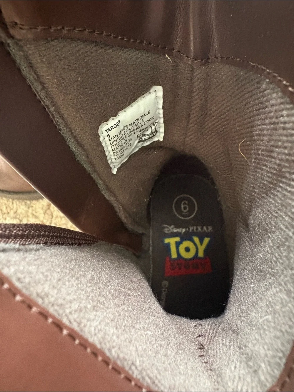 Toddler Toy Story Boots - Brown 6: Woody Western Style, Disney Licensed, Zipper